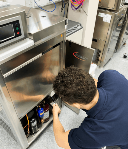 One of the Withnell Sensors engineers completing test chamber service for a Kambic customer
